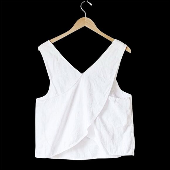 Madewell 100% Linen Cross-Back Sleeveless Top in Eyelet White Size 10 NWT NL035 - Picture 7 of 11